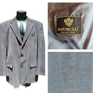 Metroclub Corduroy Blazer Jacket Gray Size 48L